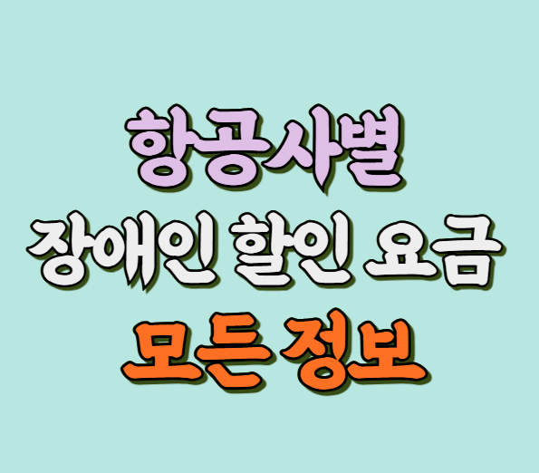 항공사별 장애인 할인 요금 정보 썸네일 사진